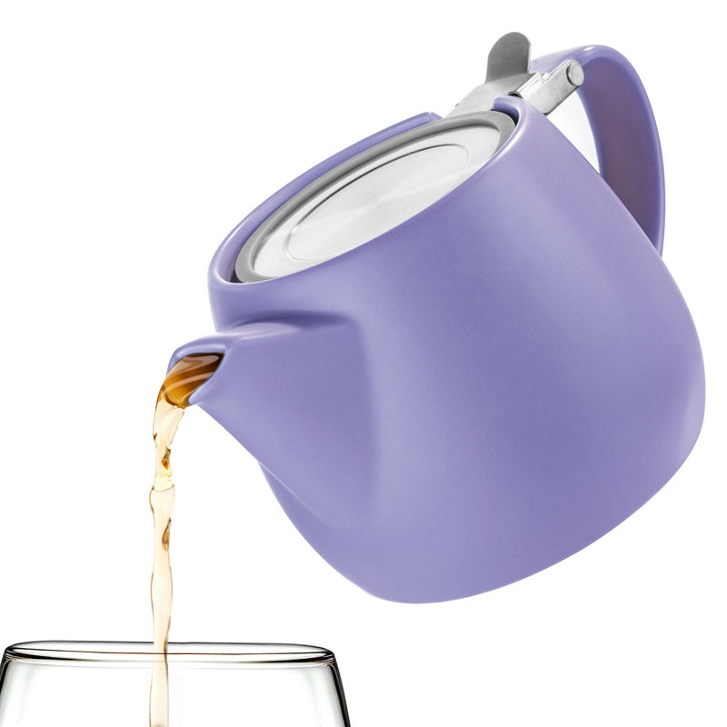 Tealyra - Pluto Porcelain Small Teapot Violet - 18.2-ounce (1-2 cups) - Matte Finish - Stainless Steel Lid and Extra-Fine Infuser To Brew Loose Leaf Tea - 540ml - Image 4
